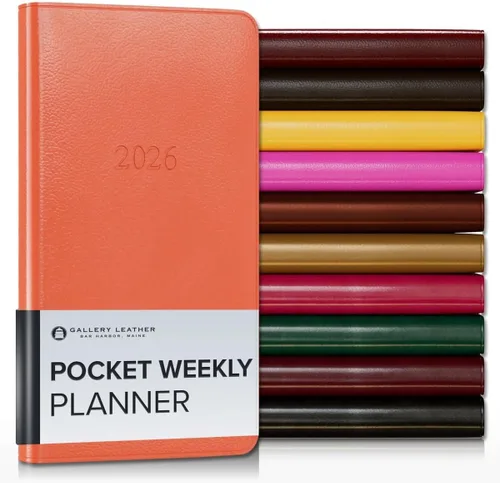 Vista 164 de Gallery Leather Planificador Semanal y Mensual Grande 2025-2026, Calendario Planificador y Cuaderno Elegantemente Encuadernado con Elegantes Bordes