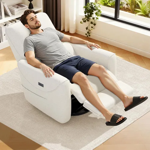 Vista 7 de KINGYES - Silla reclinable eléctrica, deslizador giratorio de 270° para Beige