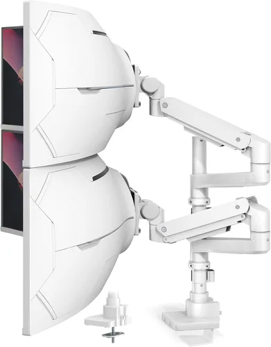 Vista 8 de Brazo de monitor doble resistente para pantallas de 17 a 57 pulgadas - Soporte vertical para monitor doble de 23.8 pulgadas de alto, soporte de Negro