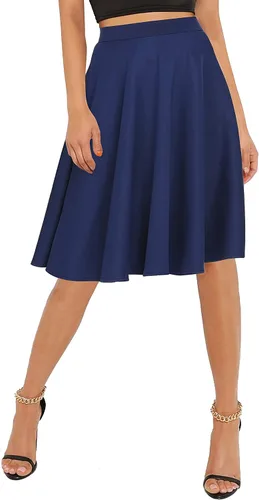 Vista 4 de Urban CoCo Falda midi acampanada básica con cintura elástica para mujer