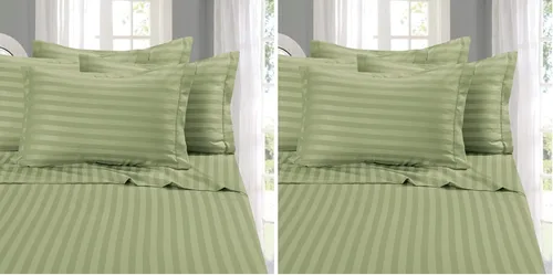 Vista 15 de Elegant Comfort - Juego de sábanas de 4 piezas, microfibra de 1500 hilos de calidad egipcia de lujo resistente a las arrugas, rayas estilo damasco