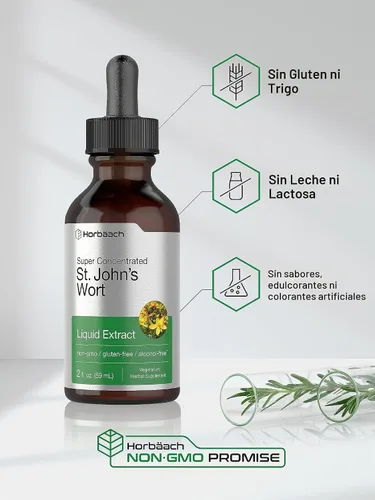 Vista 4 de Horbäach St Johns Wort Tintura 2 onzas líquidas Sin alcohol