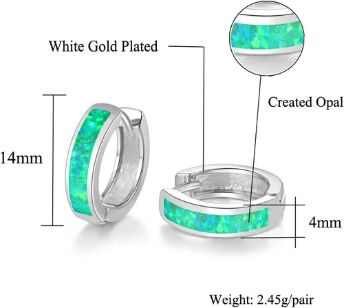 Vista 6 de CiNily Aretes Huggie de ópalo con bisagras, chapados en oro, hipoalergénicos, pequeños aretes de aro para mujeres, adolescentes, niñas, hombres