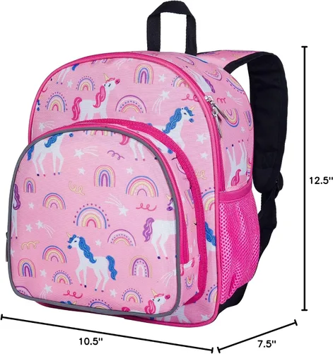 Vista 9 de Wildkin Mochila infantil de 12 pulgadas, acolchada, ajustable, ideal para guardería y viajes, unicornios arcoíris