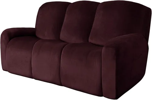 Vista 15 de Easy-Going Sofá biplaza reclinable de terciopelo con funda de consola central, fundas elásticas para sofá reclinable de 8 piezas, funda de sofá