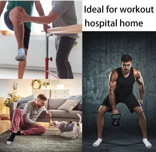 Vista 2 de Calcetines antideslizantes de yoga con agarre acolchado para pilates, barre para entrenamiento en casa, hospital, calcetines antideslizantes