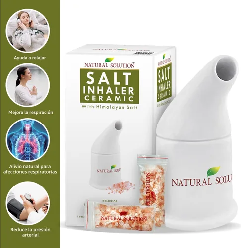 Vista 2 de Soporte respiratorio de Natural Solutions, inhalador de sal del Himalaya, color rosa
