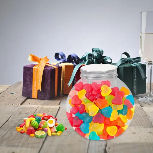 Vista 6 de MAGICLULU Tarro de plástico esférico para caramelos, 5 unidades, con forma de globo, botella redonda transparente para almacenamiento de aperitivos