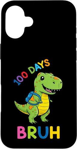 Vista 23 de Bruh 100 Days of School Dinosaur Kids Girls Boys Case for iPhone 17