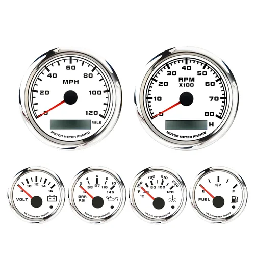 Vista 25 de MOTOR METER RACING - Juego de medidores para motores clásicos (juego de 6 medidores)