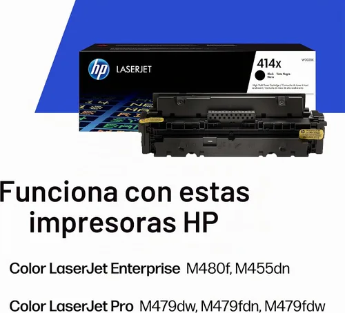 Vista 2 de HP 414X Cartucho de tóner negro Funciona con Color LaserJet Enterprise M455dn, MFP M480f, Pro M454, serie M479 W2020X