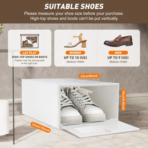 Vista 7 de 20 unidades de zapatero organizador de cajas de plástico apilables, organizador de zapatos plegable, organizador de zapatos portátil, estantes