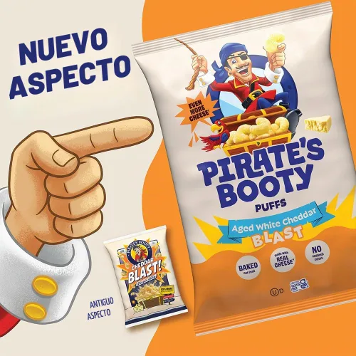 Vista 8 de Pirate's Booty Cheddar Blast - Bocadillos de queso, sin gluten, aperitivos saludables para niños, aperitivos de Halloween, bolsas de aperitivos