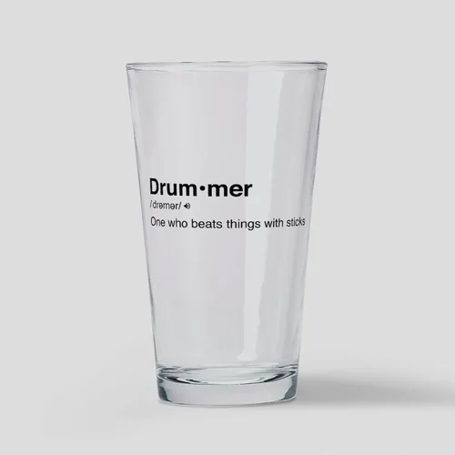 Vista 7 de CafePress Drummer - Vaso de cerveza para beber, 16 onzas Clear - Cerveza de batería