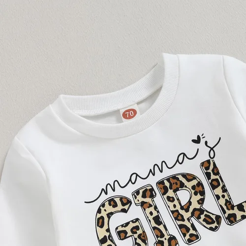 Vista 4 de Ropa para bebé niña "Daddy's Girl" con sudadera de manga larga y pantalones jogger elásticos, conjunto para otoño e invierno