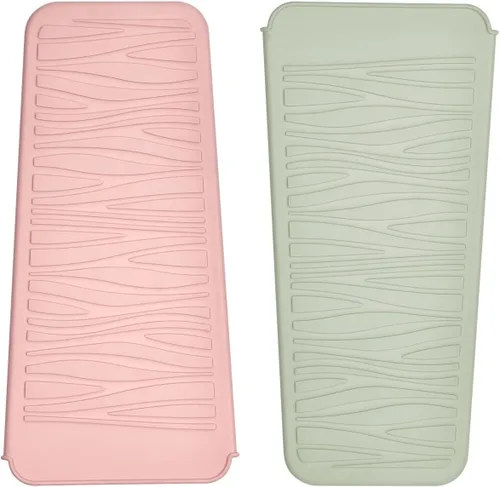 Vista 22 de Alfombrilla de silicona resistente al calor con bolsa para herramientas de peinado del cabello, 1 unidad, gris, silicona, plana, cabello seco, 11 x