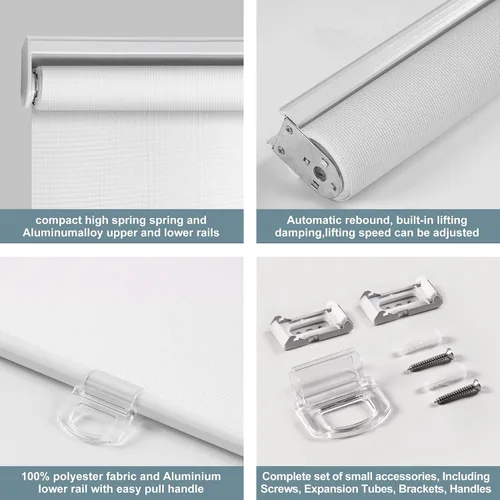 Vista 5 de Persianas enrollables sin cordón con filtro de luz para ventanas, persianas enrollables con resorte y puerta para dormitorio, persianas para Beige