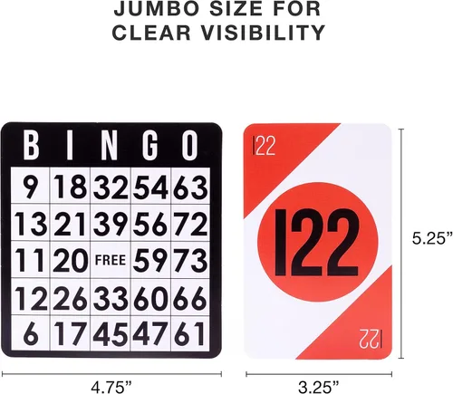 Vista 6 de Royal Bingo Supplies Juego de bingo para adultos, personas mayores y familia, 1000 fichas, 100 tarjetas, mazo jumbo de tarjetas de llamada, juego