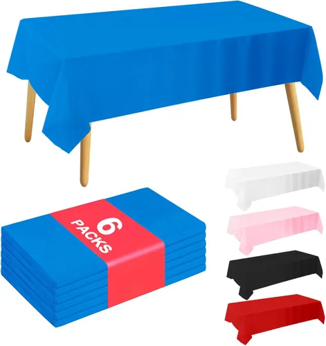 Vista 11 de Mantel Desechable 10-Pack 54x108 Pulgadas, Manteles Decorativos Impermeables de Plástico Rectangular para Mesa, para Fiestas de Vacaciones, Bodas