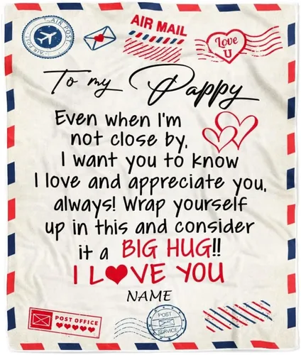 Vista 12 de Manta de forro polar personalizada con texto en inglés «To My Grandad» de Grandkids I Love You Hugs con texto en inglés «To My Grandad»
