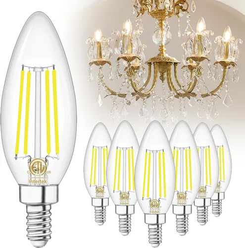 Vista 14 de winshine Bombillas LED E12 para candelabro regulables, 2700 K, blanco cálido, equivalente a 60 W, eficiencia energética, 4 W, tipo B