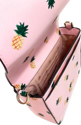 Vista 4 de Kate Spade New York Staci - Bolso cruzado cuadrado con estampado de piña, Rosa (Pink Multi)