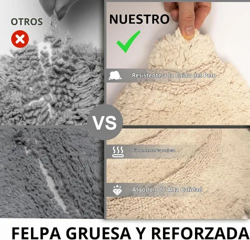 Vista 5 de KOEXM - Alfombra de baño de medio círculo con borlas, 100% algodón Alfombras de baño tejidas a mano, antideslizantes, absorbentes, lavables a