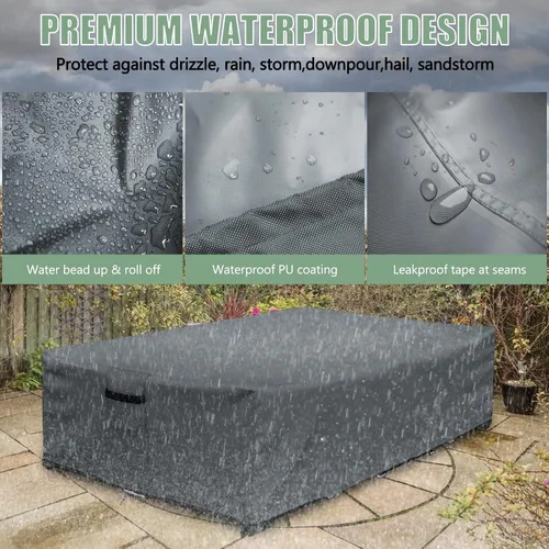 Vista 3 de Funda impermeable para muebles de exterior, funda modular para exteriores, fundas rectangulares para patio para juego de muebles de exterior, 110" L