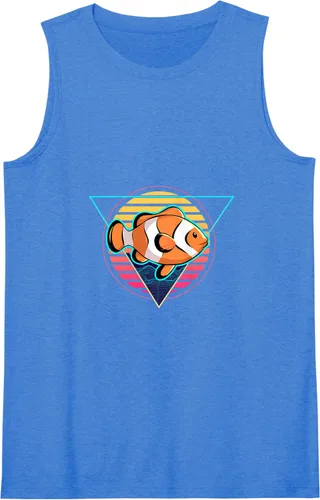 Vista 10 de Clown Fish Futuristic Synthwave Vaporwave Aquarium Clown Tank Top Negro