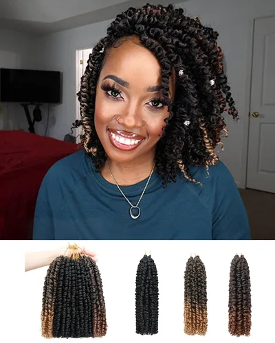 Vista 24 de Paquete de 8 paquetes de cabello de ganchillo súper corto de 6 pulgadas para mujeres negras y niños, extensiones de cabello pretrenzado suave