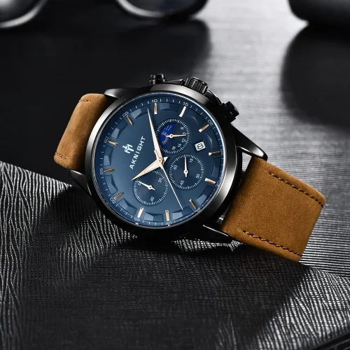 Vista 6 de AKNIGHT Men Watch Watch for Men Waterproof Stainless Steel Chronograph Quartz Analog Fashion Business Minimalist Sport Work Wrist Watches, Easy Read