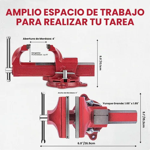 Vista 4 de Forward 1304 - Tornillo de banco de 4 pulgadas de hierro dúctil para el hogar, tornillo de banco de 4" para el propietario de la casa con yunque