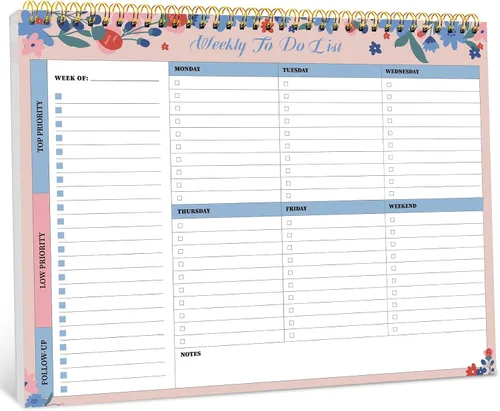 Vista 16 de Paquete de 6 blocs de notas semanales de tareas pendientes con 52 hojas sin fecha (8.5 x 11 pulgadas), planificador semanal de escritorio