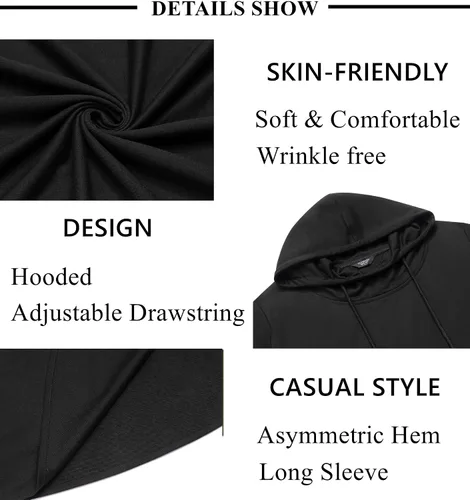 Vista 5 de Coofandy - Sudadera con capucha estilo poncho casual para hombre, con dobladillo asimétrico