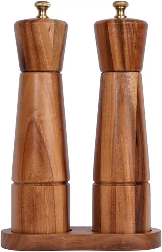Vista 11 de Molinillo de pimienta, molinillo de pimienta con acero inoxidable ajustable, madera de acacia, 8 pulgadas/8.7 in de altura, diámetro inferior: 2.2