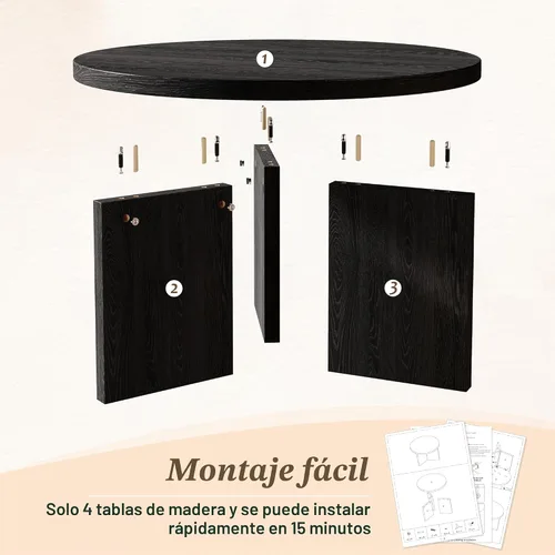 Vista 7 de Luoxiao Mesa de Centro de 27.5'' para Espacios Pequeños, Mesa Moderna Minimalista para Sala de Estar, Mesa Auxiliar Redonda Pequeña Duradera y Negro