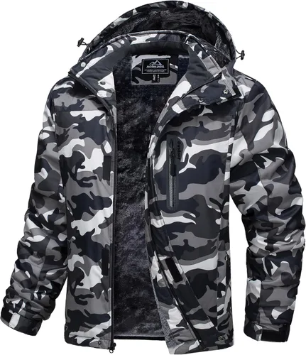 Vista 13 de MAGCOMSEN - Abrigos de invierno para hombre, impermeables, con forro polar, parka, con capucha, para esquiar, senderismo, trabajo Negro