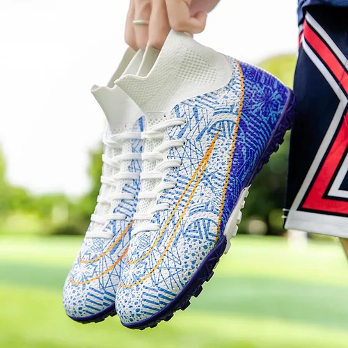 Vista 9 de Zapatos de fútbol para hombre, con cordones, antideslizantes, para interiores, fútbol sala, TF, tacos de césped