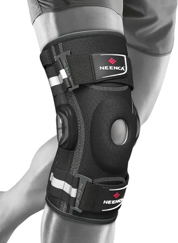Vista 7 de NEENCA Rodillera profesional para dolor de rodilla, soporte de rodilla con bisagras con estabilizadores laterales duales removibles, fuerte