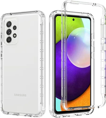 Vista 9 de Funda para teléfono Galaxy A52 5G/4G/Galaxy A52S SM-A526 con protector de pantalla de vidrio templado, bonito patrón floral transparente, funda