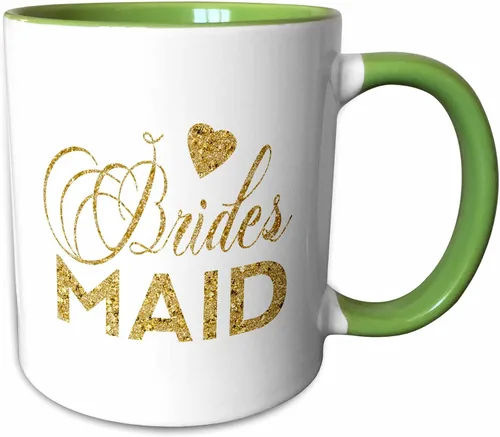 Vista 7 de 3dRose Dama de honor en oro digital falso con un corazón taza de cerámica, 11 oz, negro/blanco