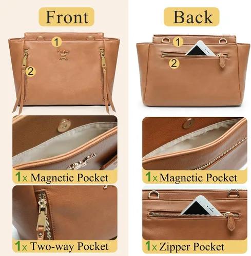 Vista 8 de miss fong Mochila para pañales, bolsa de bebé, bolsa de pañales de cuero, bolsa de pañales con bolsas cruzadas para pañales, Miss Fong Paquete