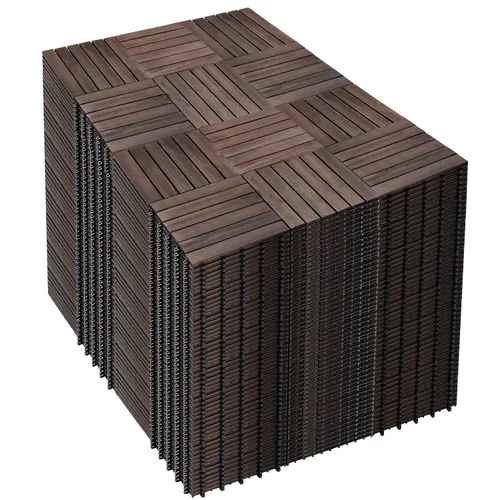 Vista 18 de PrimeZone - 9 azulejos entrelazados de madera de acacia sólida para terraza, patio, 12 x 12 pulgadas, impermeables, para interiores y exteriores