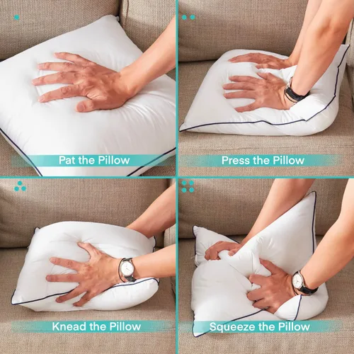 Vista 6 de Juego de 2 rellenos de almohada de 20 x 20 pulgadas, funda de 100% algodón, cojines decorativos cuadrados para sofá, silla o cama