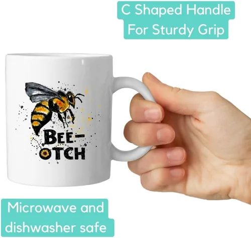 Vista 3 de Bee-otch Bumble Bee Funny 11oz Coffee Cup
