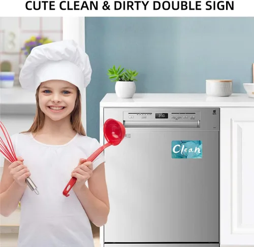 Vista 5 de Imán para lavavajillas Dirty Clean, imán para lavavajillas con texto en inglés "Clean Dirty" para lavavajillas y platos que dice limpio o sucio