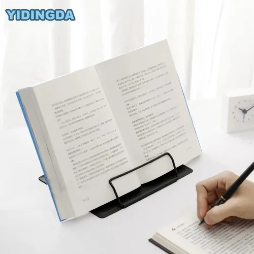 Vista 5 de Soporte de libro para leer manos libres, soporte de metal para libros de lectura, soporte ajustable para libros de cocina, soporte para libros