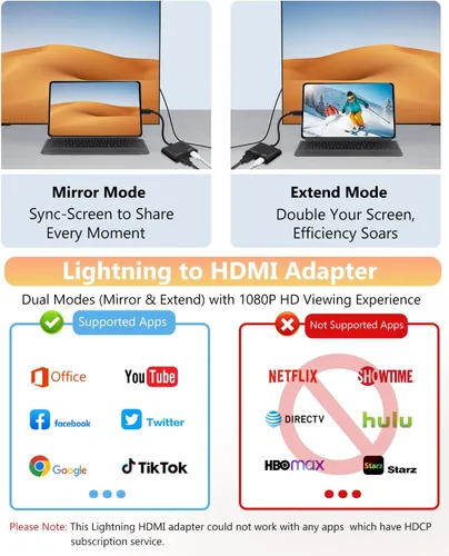 Vista 3 de Adaptador Lightning a HDMI para iPhone, [certificado Apple MFi] Dongle digital AV, cable de pantalla de sincronización 1080P con puerto de carga