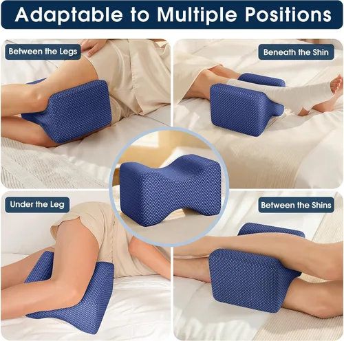 Vista 6 de BlissTrends Almohada de rodilla de espuma viscoelástica, almohada de rodilla para dormir de lado, almohadas de piernas para dormir circulación