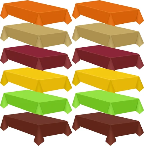 Vista 8 de Patelai 6 manteles de plástico desechables de Acción de Gracias para mesas rectangulares, manteles de mesa de otoño para Acción de Gracias y Naranja